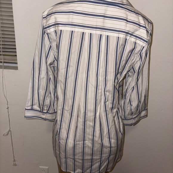 Chicos Size 2 Button Down Shirt 3/4 Sleeve Cotton Stretch - Picture 4 of 5